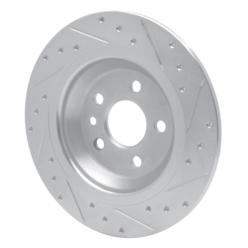 Volvo V60 Cross Country Brake Rotor (1) - Rear Left - R1 Concepts - Drilled & Slotted - Silver - `07-`18